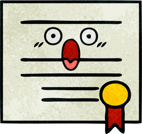 Bir insan tarafından çizilmiş mezuniyet diplomasının retro grunge dokusu.