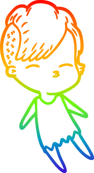 gökkuşağı gradyan çizimi bir çizgi film kızı bir insan tarafından çizilmiş.