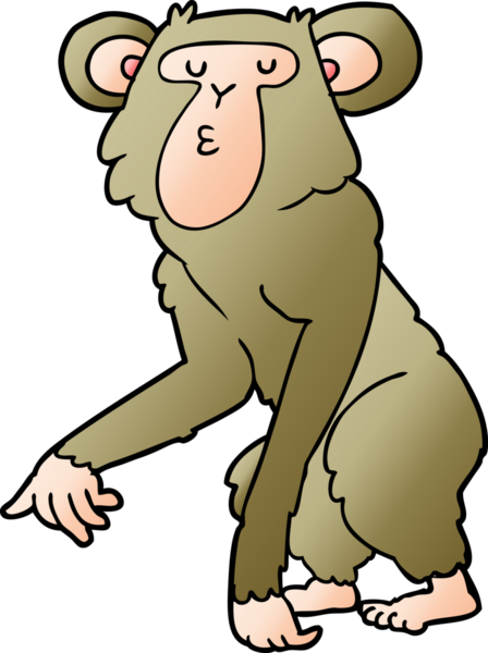 bir insan tarafından çizilmiş şempanze çizgi filmi