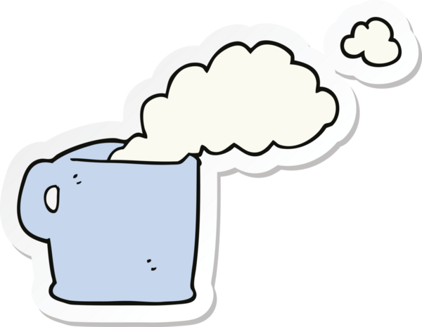 Bir insan tarafından çizilmiş sıcak kahve etiketi.