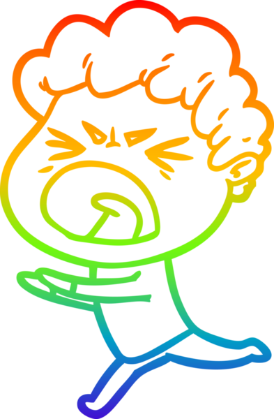 Bir insan tarafından çizilmiş öfkeli bir adamın çizdiği gökkuşağı gradyan çizgisi.