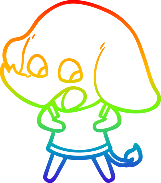 Gökkuşağı gradyan çizgisi bir insan tarafından çizilmiş şirin bir fil çizimi