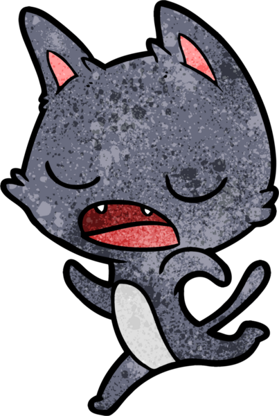 Bir insan tarafından çizilmiş konuşan kedi çizgi filmi.