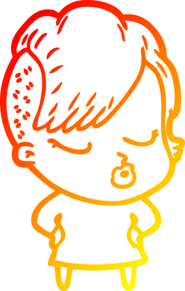 Bir insan tarafından çizilmiş güzel hippi bir çizgi film çizimi.