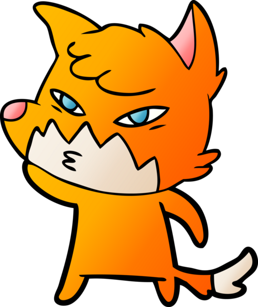 Bir insan tarafından çizilmiş akıllı çizgi film tilkisi.