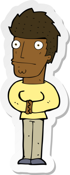 Bir insan tarafından çizilmiş endişeli bir karikatür çıkartması.