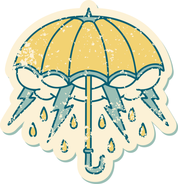 Bir insan tarafından çizilmiş sembolik dövmeli bir şemsiye.