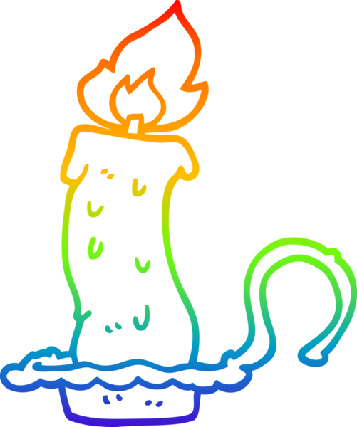 gökkuşağı gradyan çizgi çizimi bir insan tarafından çizilmiş yanan mum