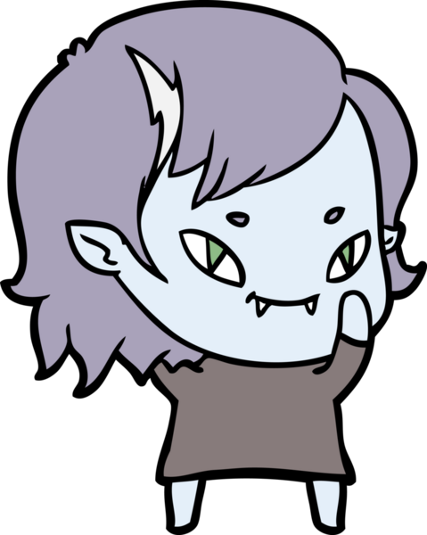 Bir insan tarafından çizilmiş çizgi film dostu vampir kız.