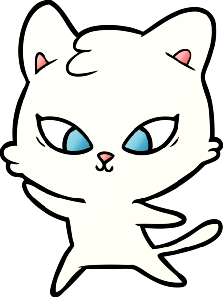 Bir insan tarafından çizilmiş sevimli çizgi film kedisi.