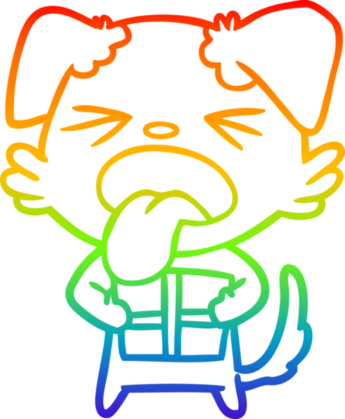 Gökkuşağı gradyan çizgi çizimi Bir insan tarafından çizilmiş bir çizgi köpek noel hediyesi