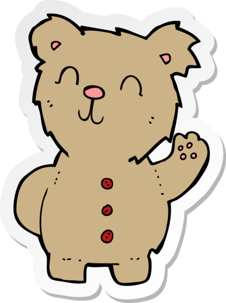 Bir insan tarafından çizilmiş oyuncak ayının çıkartması.