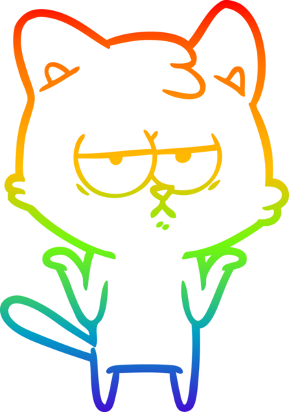 gökkuşağı gradyan çizimi bir insan tarafından çizilmiş sıkılmış çizgi film kedisi