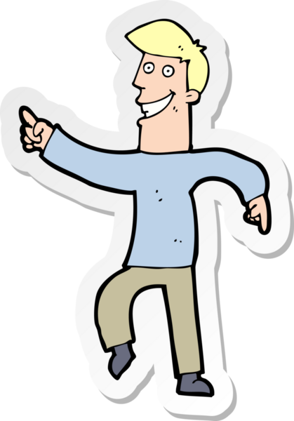 Bir insan tarafından çizilmiş sırıtan bir karikatür çıkartması.