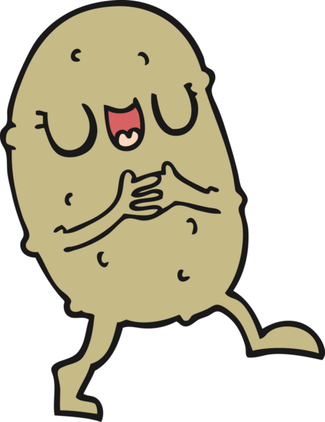 Bir insan tarafından çizilmiş mutlu patates çizgi filmi.