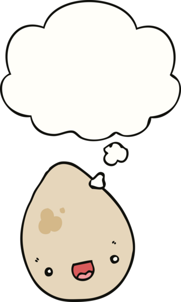 Bir insan tarafından çizilmiş düşünce baloncuklu çizgi film yumurtası.