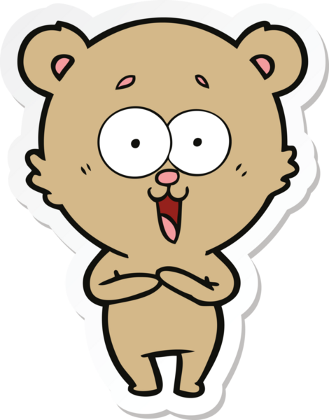 Bir insan tarafından çizilmiş gülen oyuncak ayının çıkartması.