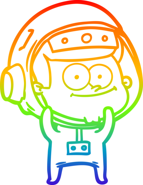 gökkuşağı gradyan çizimi mutlu bir astronot çizgi filmi bir insan tarafından çizildi