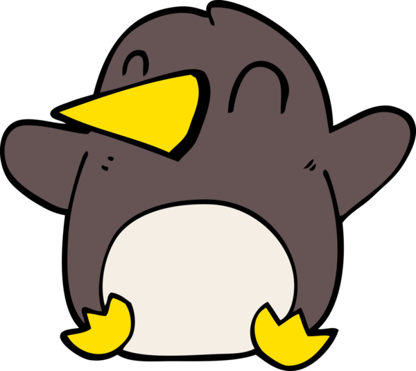 Bir insan tarafından çizilmiş karalama dans eden penguen.