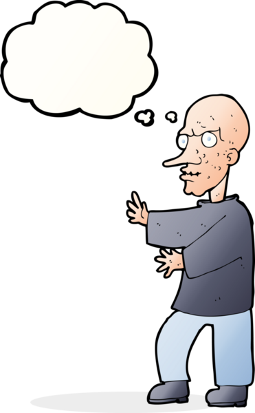 Bir insan tarafından çizilmiş düşünce baloncuğu olan bir adam.