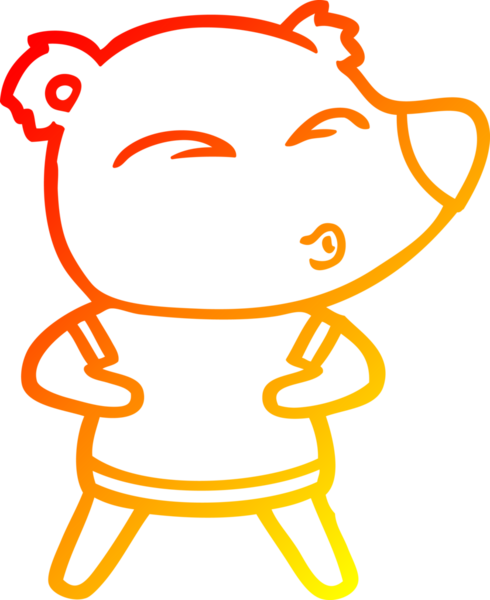 Bir insan tarafından çizilen çizgi film ıslık çalan ayının sıcak çizgi çizimi