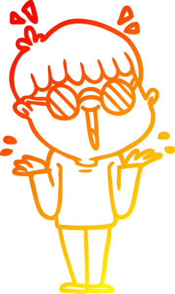 Bir insan tarafından çizilmiş gözlük takan çizgi film çocuğu çizimi.