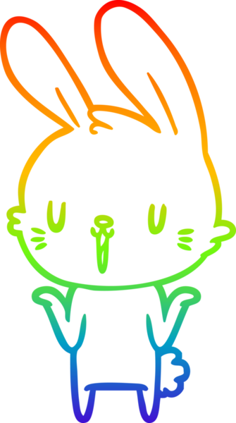 Gökkuşağı gradyan çizgisi. Bir insan tarafından çizilmiş şirin bir tavşan çizimi.