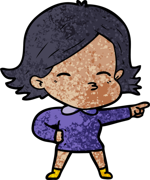 Bir insan tarafından çizilmiş çizgi film kadını.