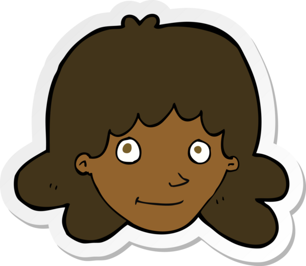 Bir insan tarafından çizilmiş mutlu kadın yüzü çıkartması.