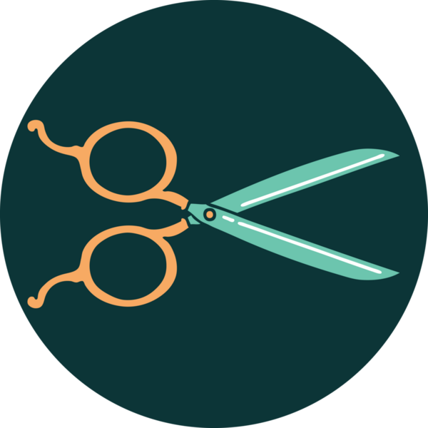 Bir insan tarafından çizilmiş berber makasının ikonik dövme şekli