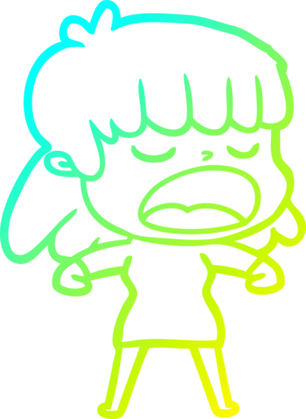 Bir insan tarafından yüksek sesle çizilmiş bir karikatür kadın çizimi.