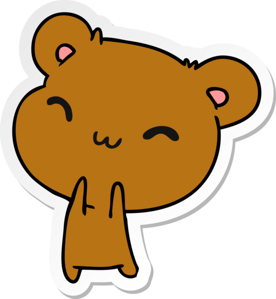 Etiket karikatür çizimi: kawaii Bir insan tarafından çizilmiş sevimli oyuncak ayı