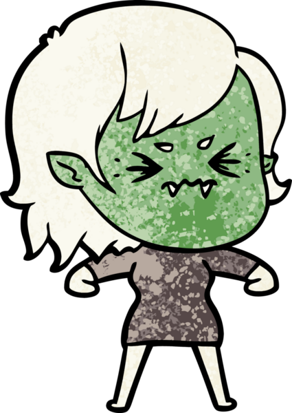 Bir insan tarafından çizilmiş kızgın vampir kız.