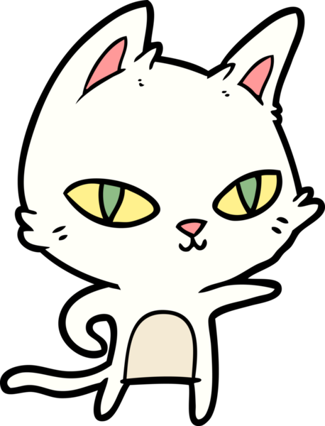 Bir insan tarafından çizilmiş çizgi film kedisi.