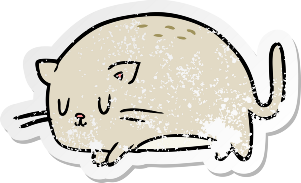 Bir insan tarafından çizilmiş şirin bir çizgi film kedisinin sıkıntılı çıkartması.