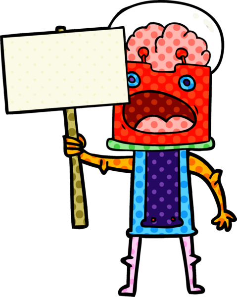 Bir insan tarafından çizilmiş çizgi film robotu