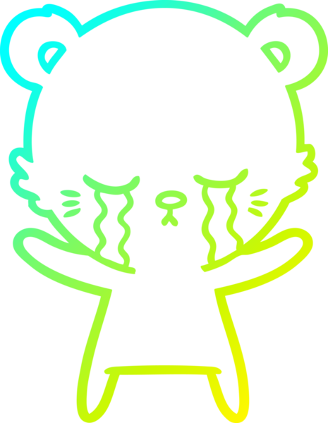 Ağlayan bir kutup ayısının insan tarafından çizilmiş soğuk çizgi çizgisi.