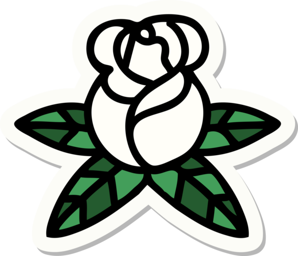 Bir insanın çizdiği tek bir gülün geleneksel stiliyle dövme çıkartması.