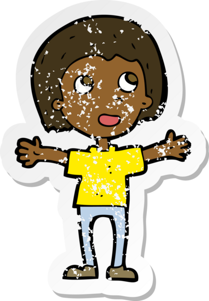 Bir insan tarafından çizilmiş mutlu bir çizgi filmin gerilimli çıkartması.