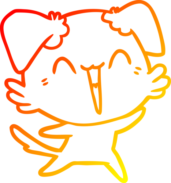 Bir insan tarafından çizilmiş mutlu, küçük bir köpek çizgi filmi.