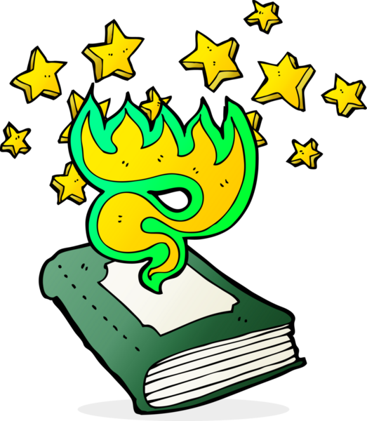 bir insan tarafından çizilmiş bir büyü kitabı.