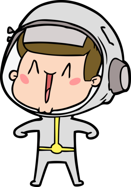 Bir insan tarafından çizilmiş mutlu astronot çizgi filmi.