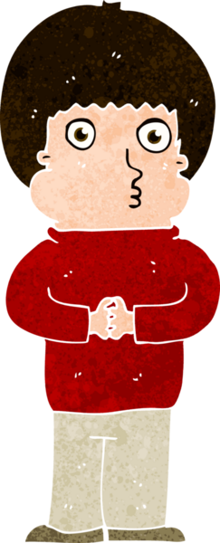 bir insan tarafından çizilmiş utangaç bir çocuk.