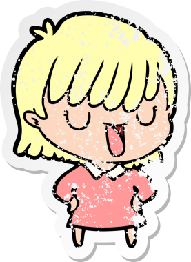 Bir insan tarafından çizilmiş karikatür bir kadının sıkıntılı çıkartması.