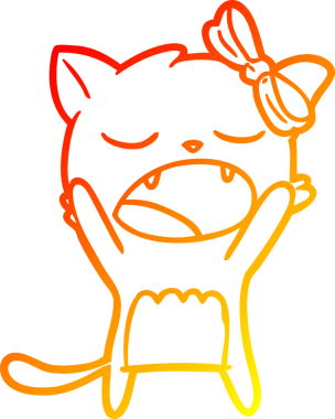 Bir insan tarafından miyavlanan çizgi film kedisinin sıcak çizgi çizimi