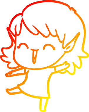 Bir insan tarafından çizilmiş çizgi film karakteri bir elf kızı çizimi