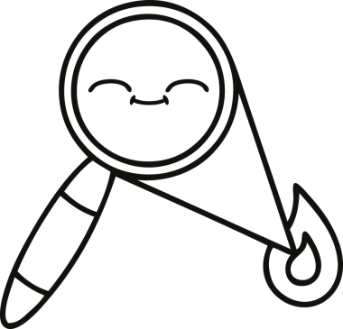 Bir insan tarafından çizilmiş bir büyüteç çizgi çizimi