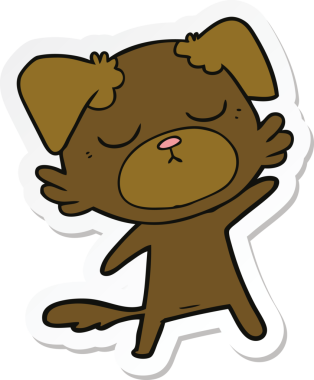 Bir insan tarafından çizilmiş şirin bir köpeğin çıkartması.