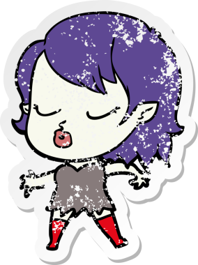 Bir insan tarafından çizilmiş şirin bir vampir kızın sıkıntılı çıkartması.