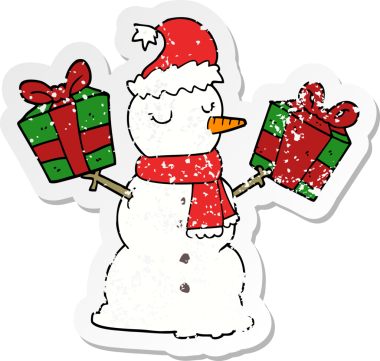 Bir insan tarafından çizilmiş kardan adamın sıkıntılı çıkartması.